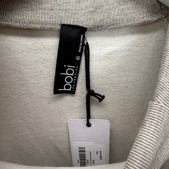 Bobi Tomlinson Mock Neck Top Shirt Oatmeal Beige Size XL Raglan Sleeves New - Picture 4 of 6